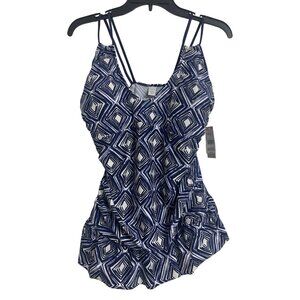 NWT Tropical Escape Dimond Ruffle One Piece Swimsuit Size 14